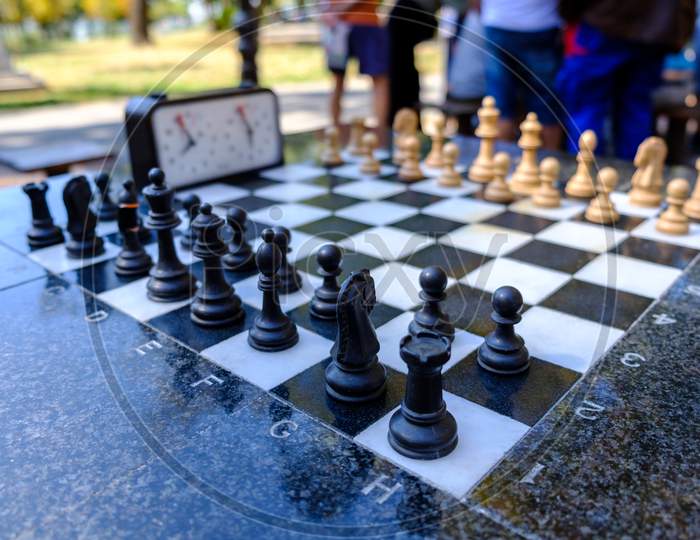 Chessboard Table In Kalemegdan Park At Belgrade Fortress, Serbia