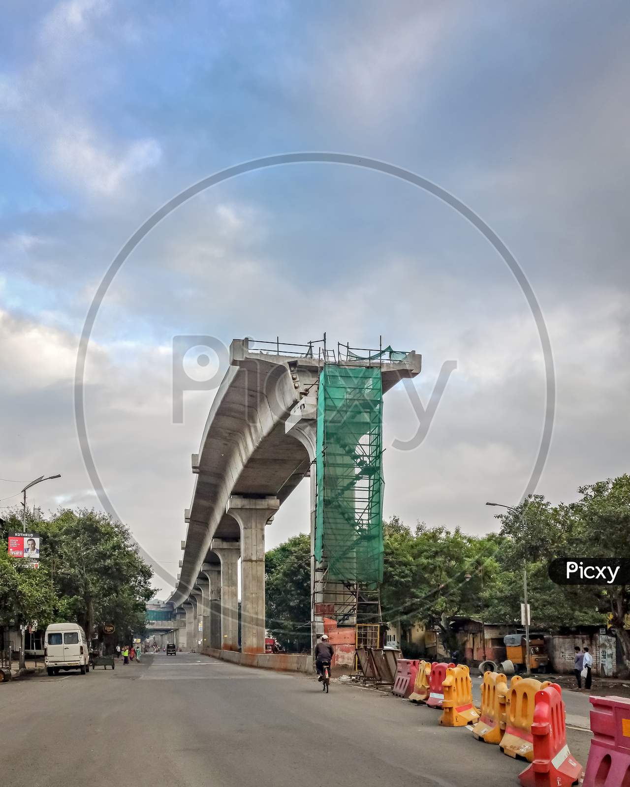 Pune,India-July 22Nd,2019: Metro Rail Elevated Carridor Work In Progress.