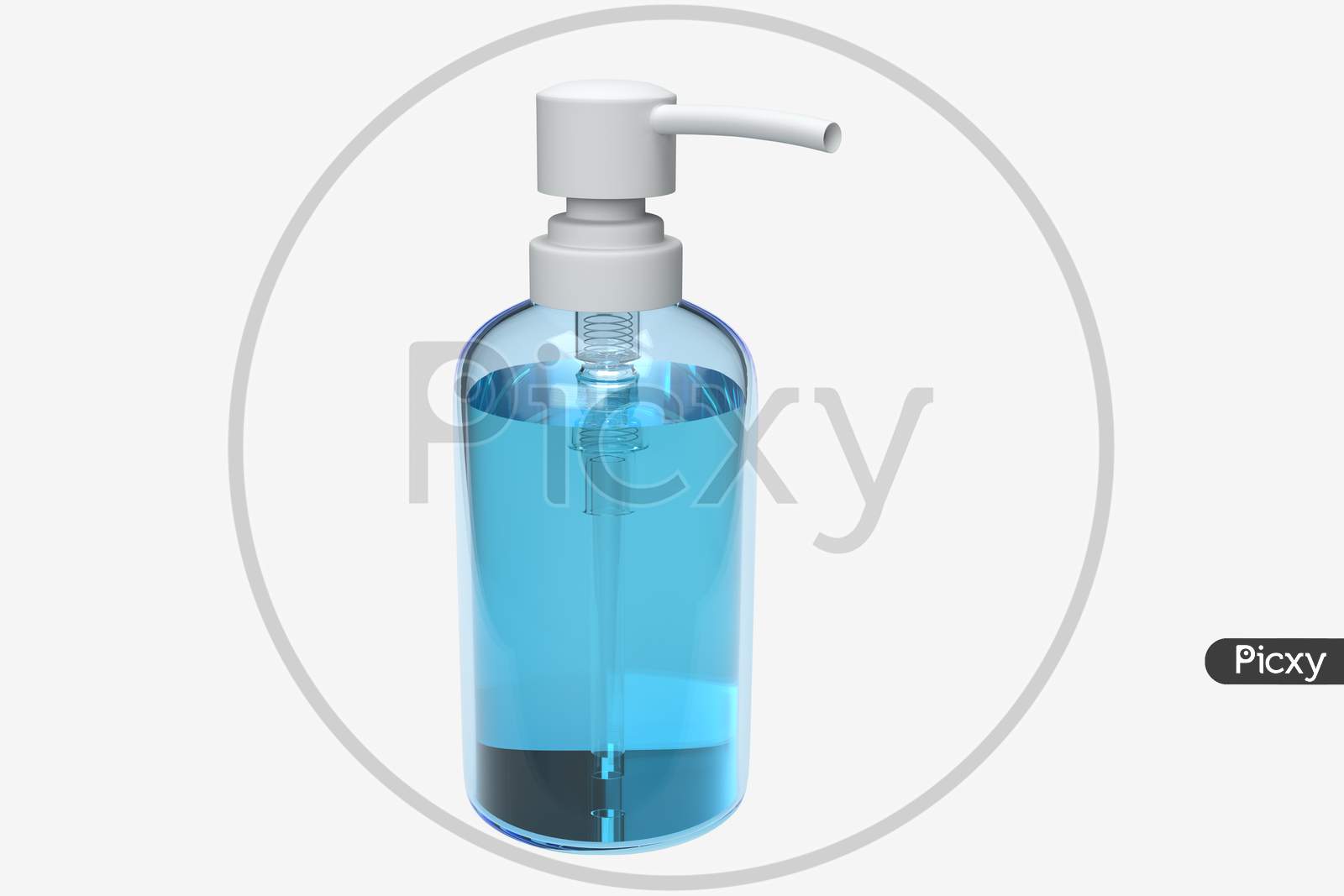 Realistic Looking Hand Sanitizer Pump Bottle And Antiseptic Alcohol Gel With Blank Mockups Isolated In White Background, 3D Rendering