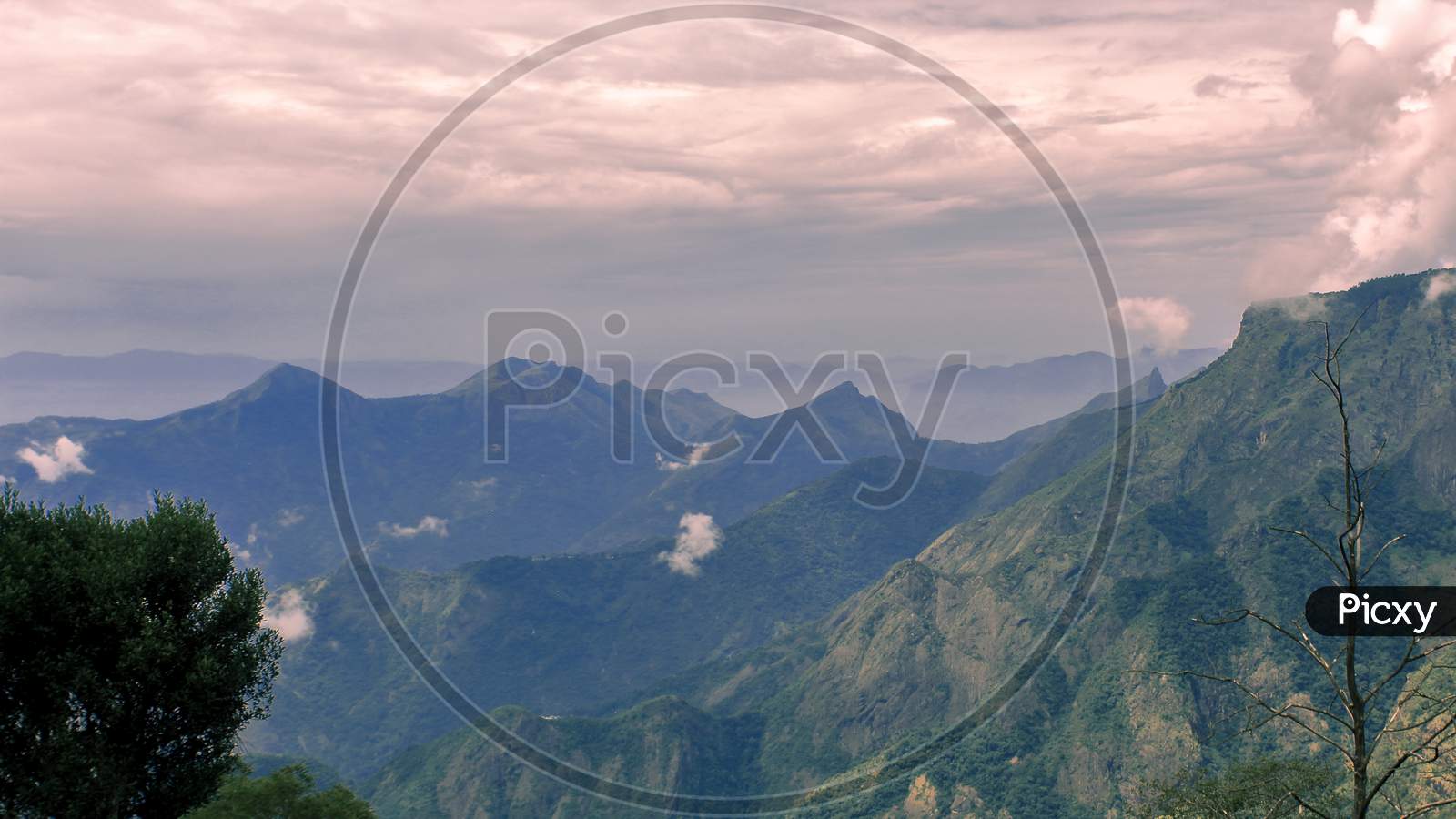 scenic panoramic mountain landscape and cloudy sky