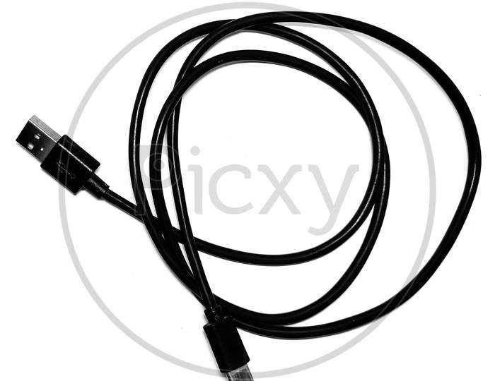 Mobile charging cable isolated on white background