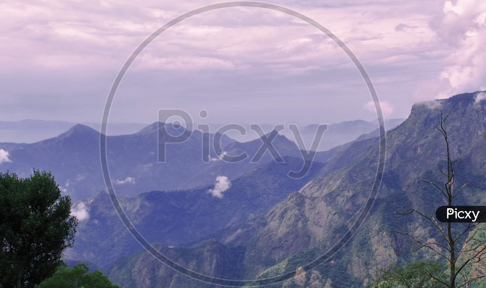 panoramic view of palani hills range in the morning, from kodaikanal hill station in tamilnadu, south india