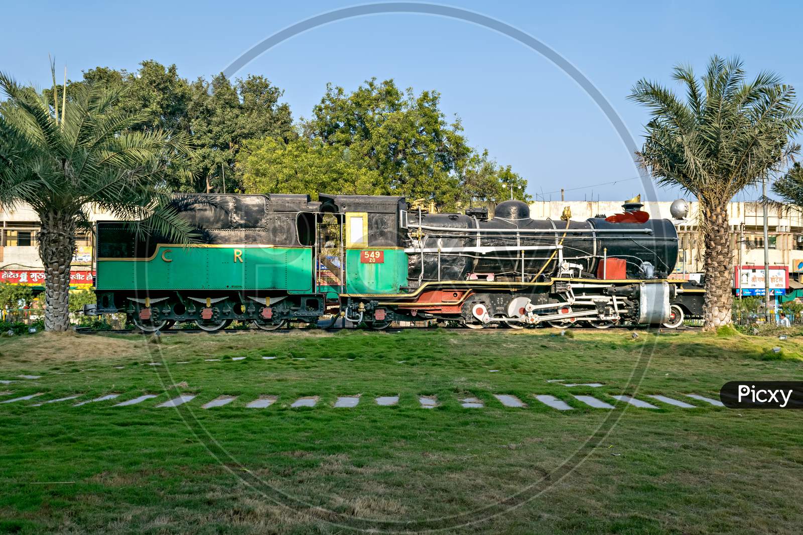 Solapur,Maharashtra,India-December 23Rd,2019: Side View Of Old Narrow Gauge Steam Locomotive, Zd-549 Preserved By Displaying In Front Of Solapur Railway Station.