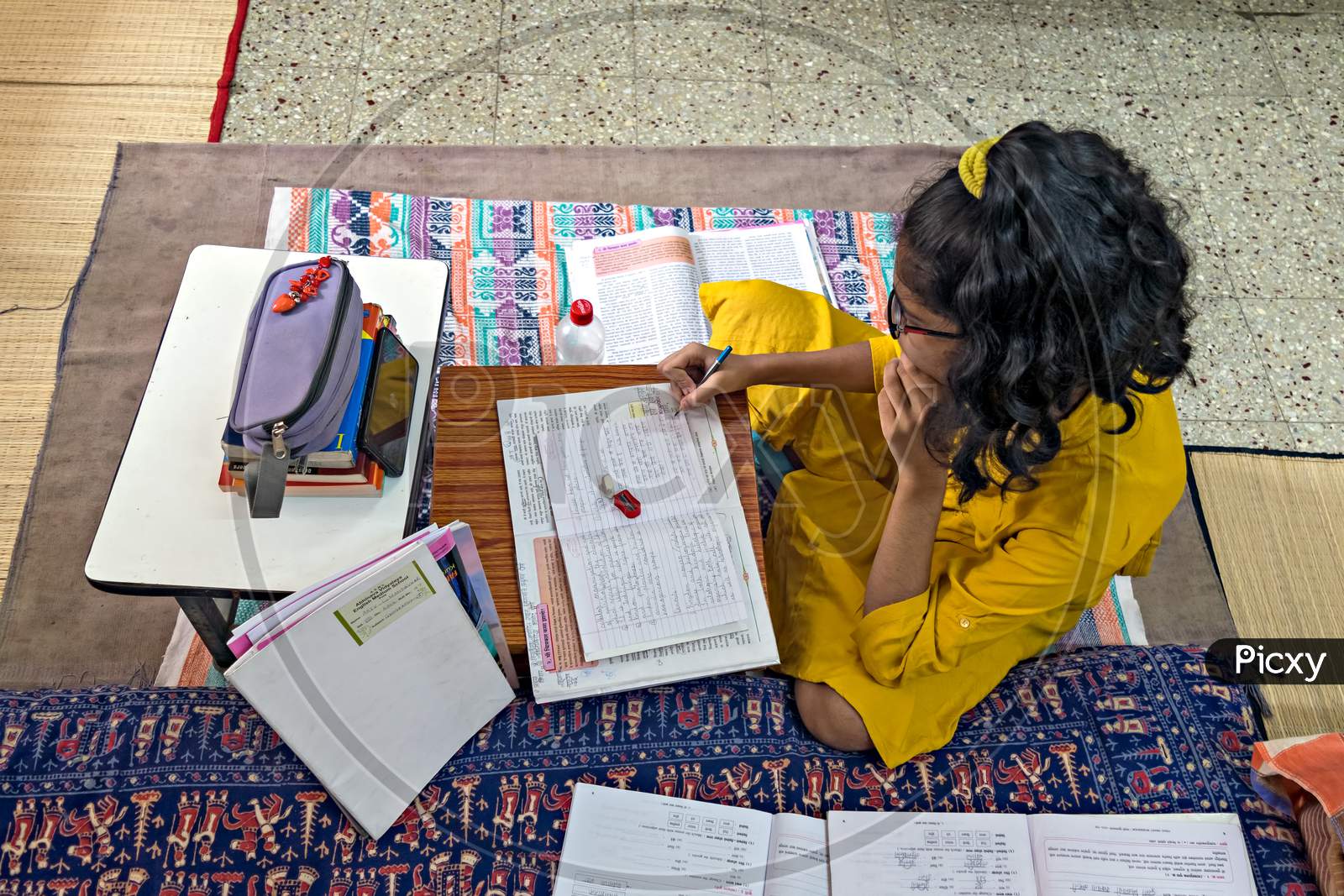 Pune, India - July 16Th, 2020 : Girl Student Pursuing Online Education Through Cell Phone Due To Closed Schools On Account Of Spread Of Pandemic Covid-19, Corona Virus In City.