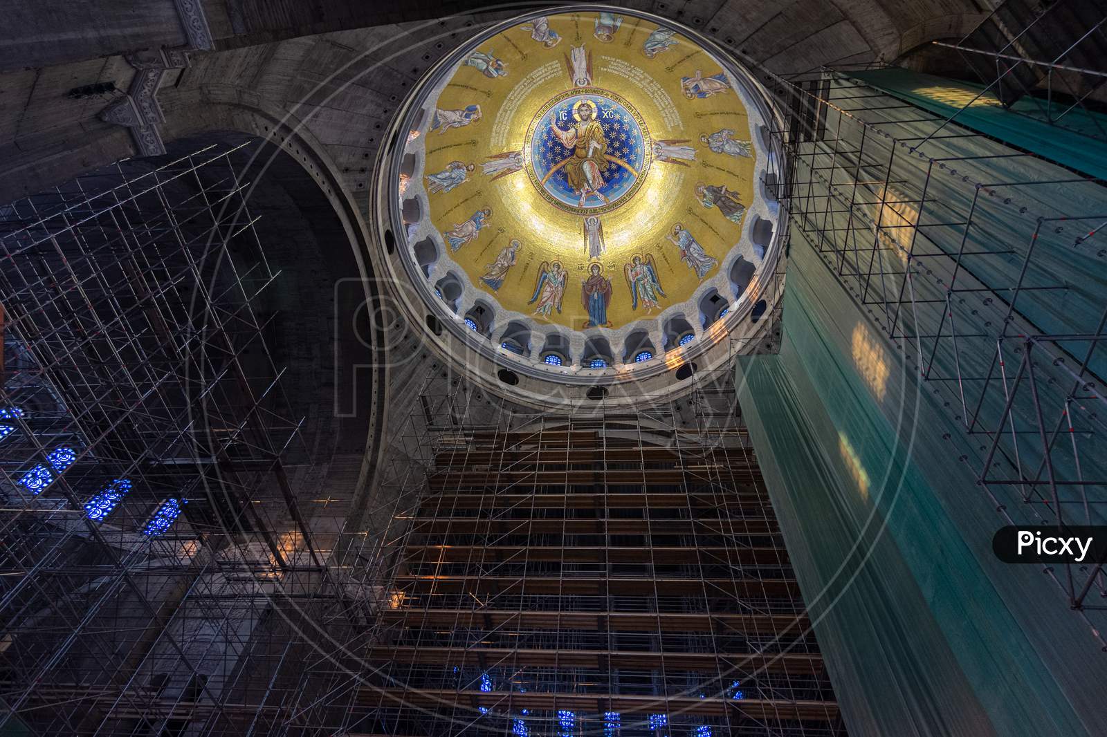 Works On The Interior Decoration Of The Church Of Saint Sava In Belgrade, Serbia