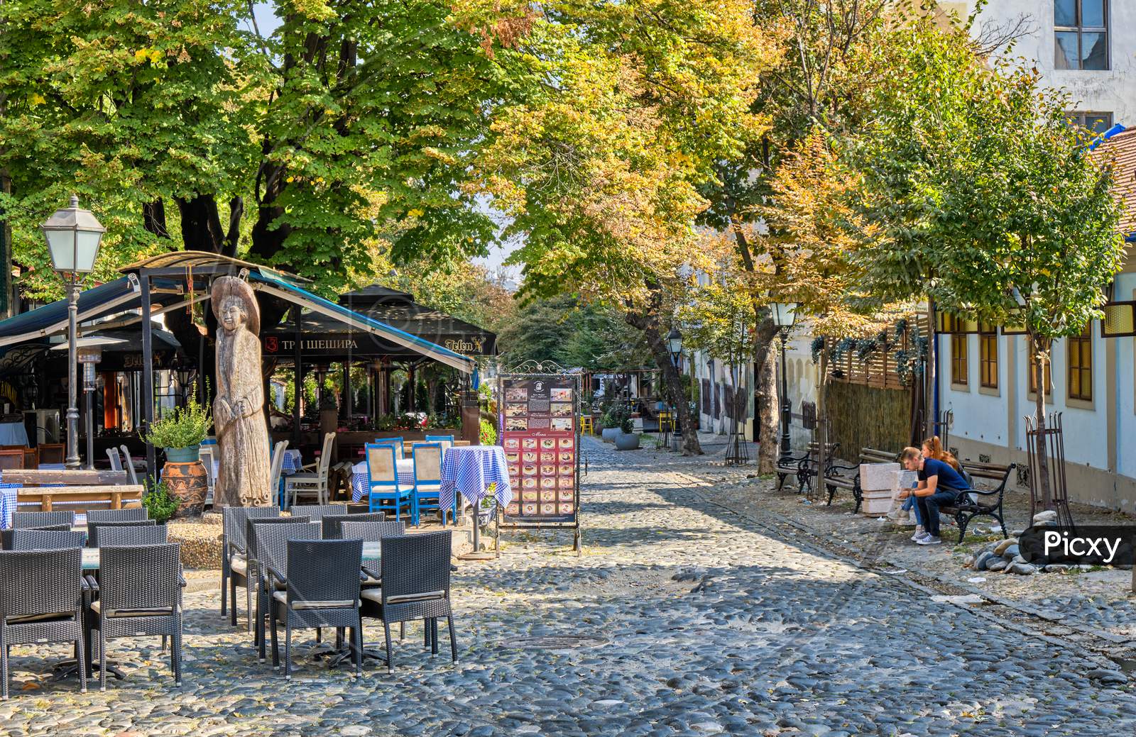 Skadarlija Old Bohemian Street With Many Restaurants In Belgrade Serbia