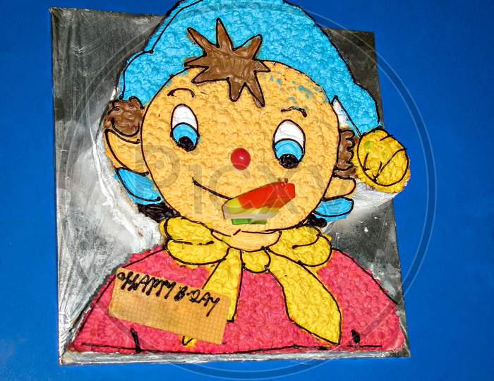 Pune , Maharashtra, India-July 30, 2011:Birthday Cake With Picture Of Noddy On It.
