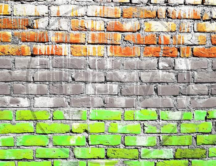 Grunge Wall Themed In Tiranga Or Three Colors On Independence Day Of India