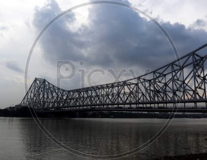 A view of the famous Howrah Bridge in Kolkata
