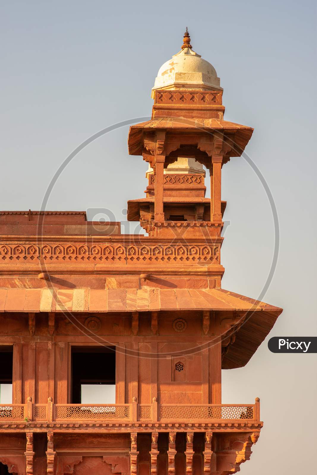Old Red Sandstone Palace At The Mughal City Of Fatehpur Sikri In Agra, India