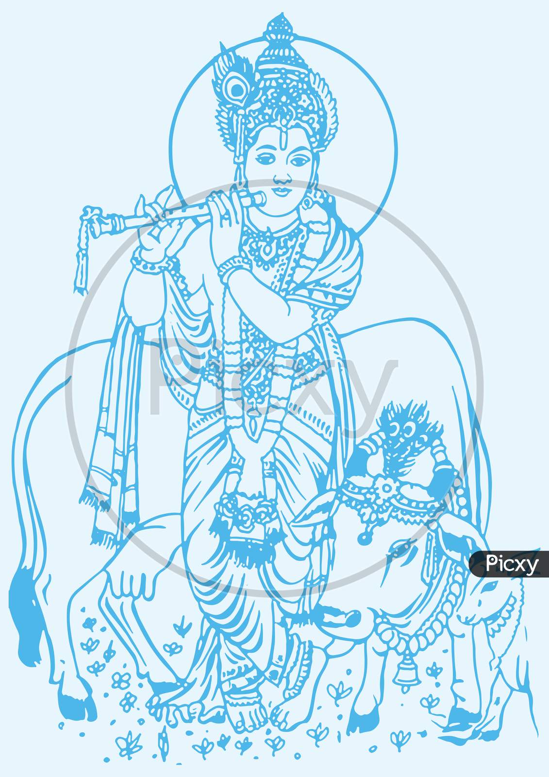 Lord Sri Krishna Drawing HD phone wallpaper | Pxfuel