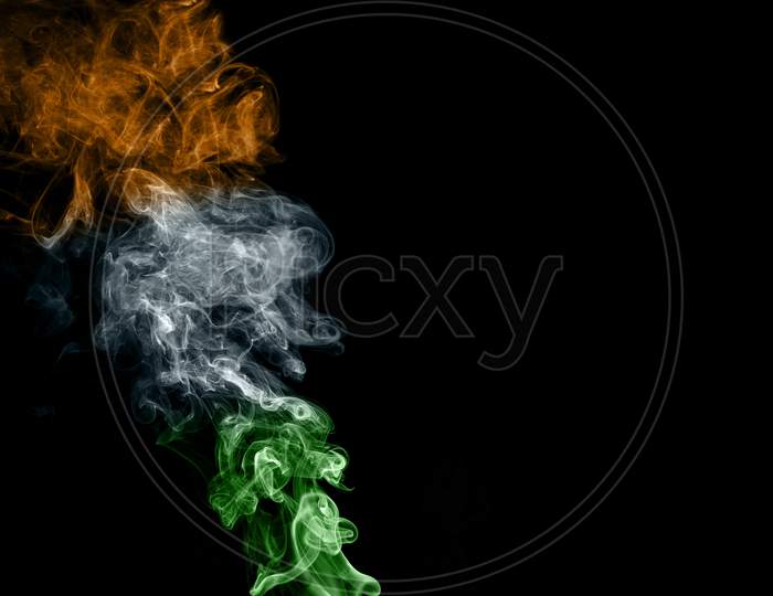 Indian Flag Theme Image With Tri Color Smoke