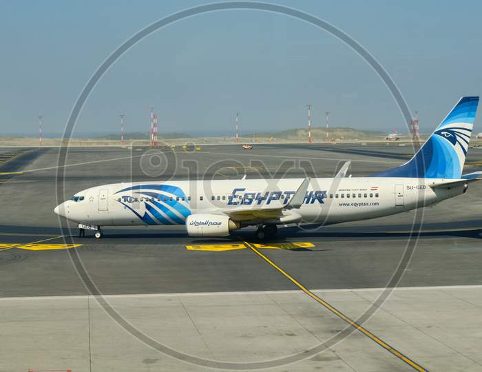Egyptair Boeing 737-800 At The New Istanbul Airport, Istanbul Havalimani In Turkey