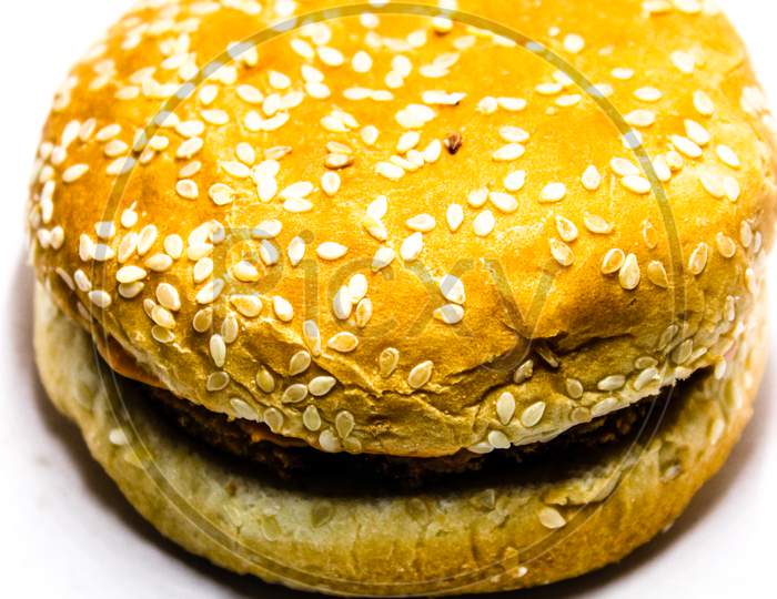 A picture of veg burger with white background