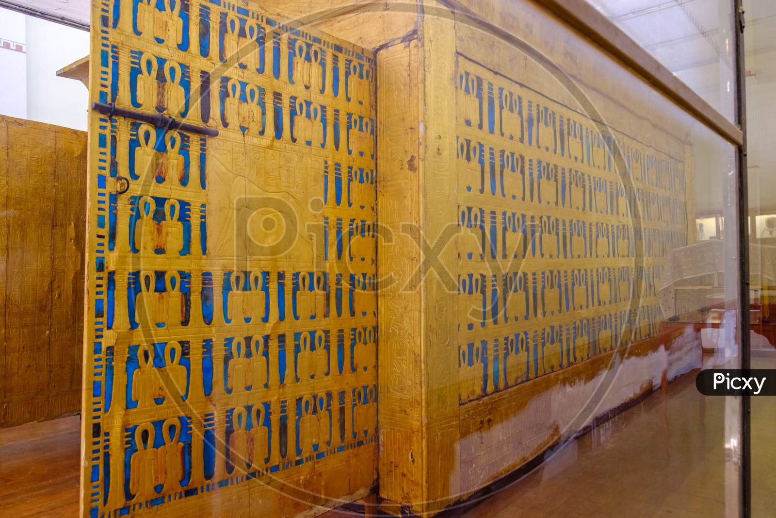 The Outer Golden Shrine Of Famous Egyptian Pharaoh Tutankhamun'S Burial Chamber In The Egyptian Museum