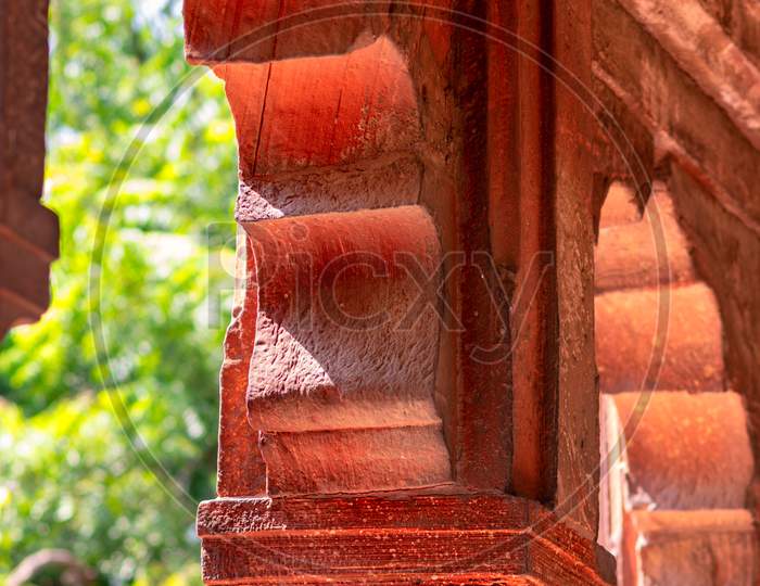 Facade Details In Historical Agra Fort In Agra, Uttar Pradesh, India