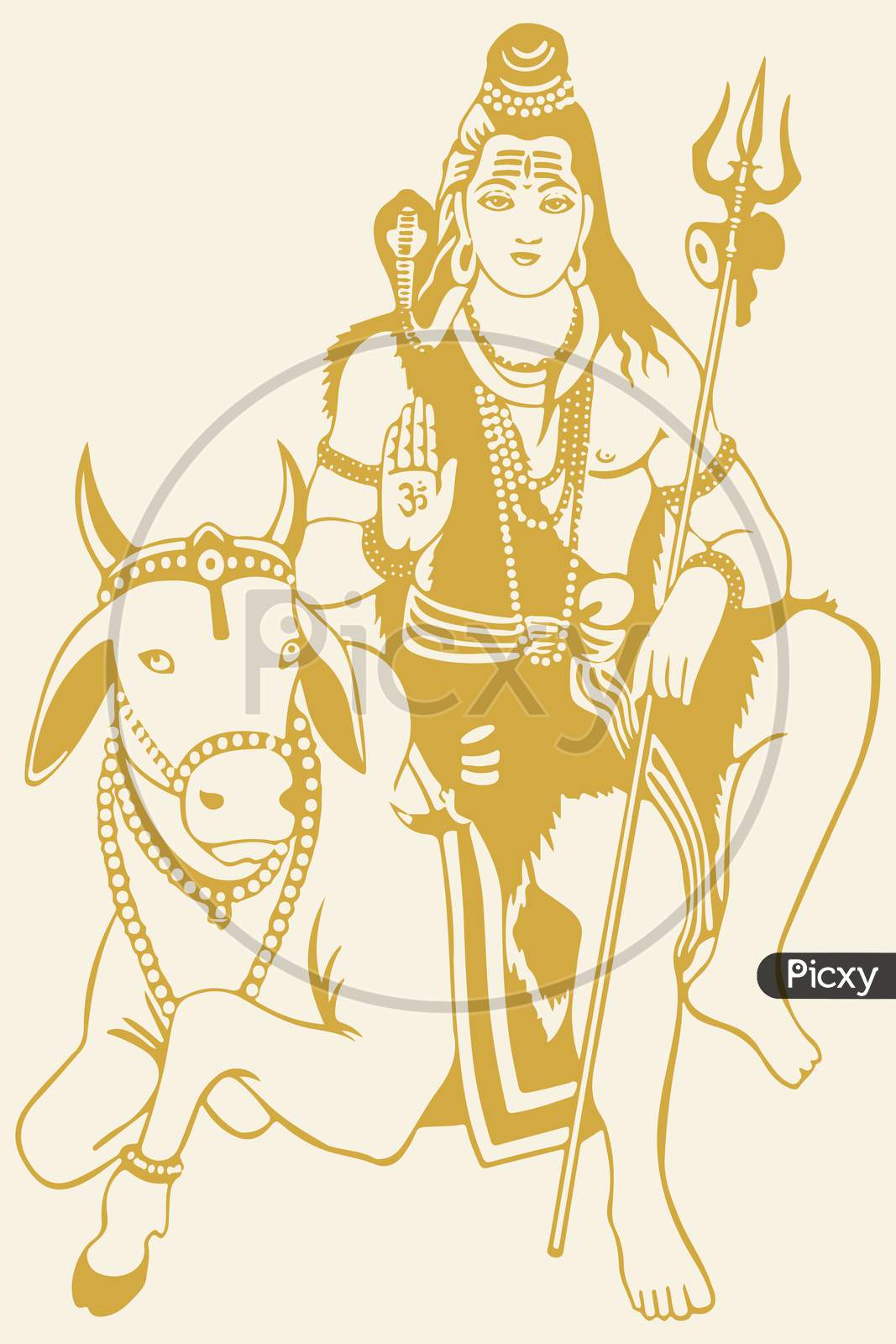 Image of Drawing Or Sketch Of Lord Shiva Sitting Above Nandi. Vector ...