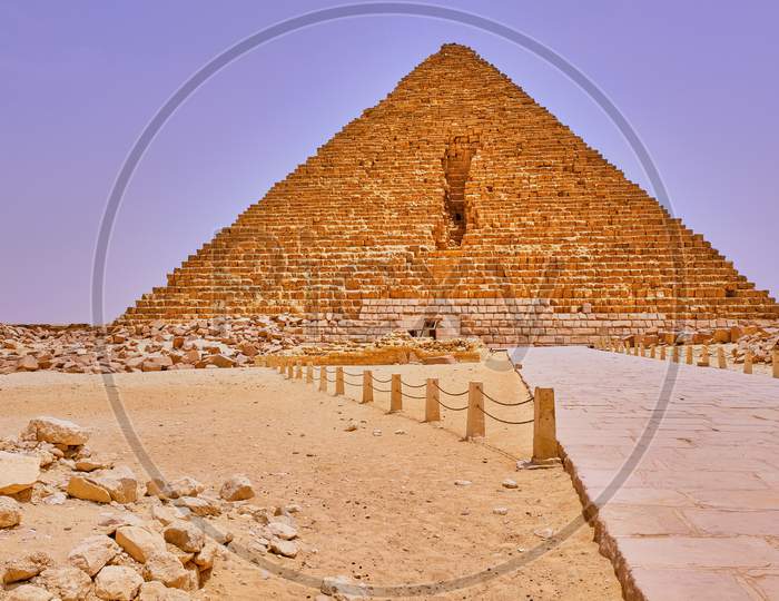 The Pyramid Of Menkaure, The Smallest Of The Three Pyramids Of Giza, Giza Plateau, Cairo, Egypt