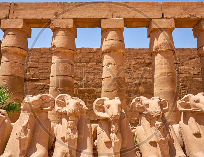Avenue Of Sphinxes At The Karnak Temple In Luxor, Egypt