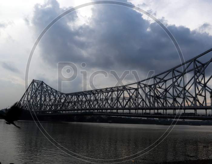 A view of the famous Howrah Bridge in Kolkata