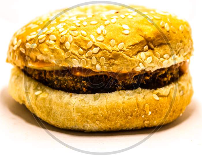 A picture of veg burger with white background