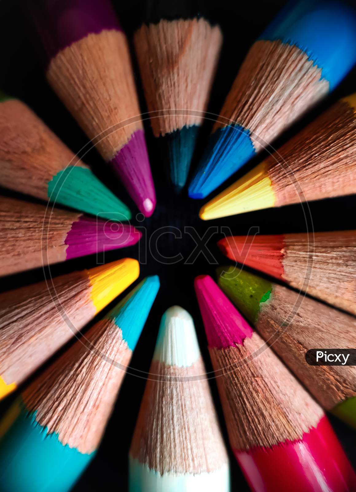 macro photography of colour pencils