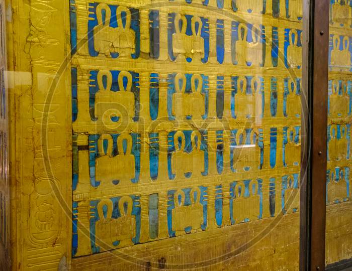The Outer Golden Shrine Of Famous Egyptian Pharaoh Tutankhamun'S Burial Chamber In The Egyptian Museum