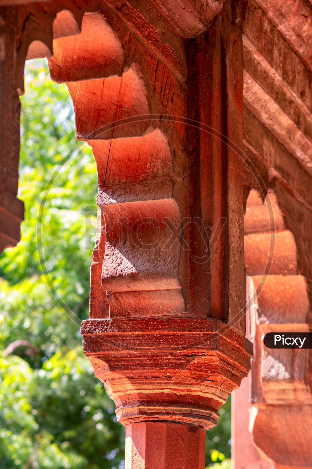 Facade Details In Historical Agra Fort In Agra, Uttar Pradesh, India