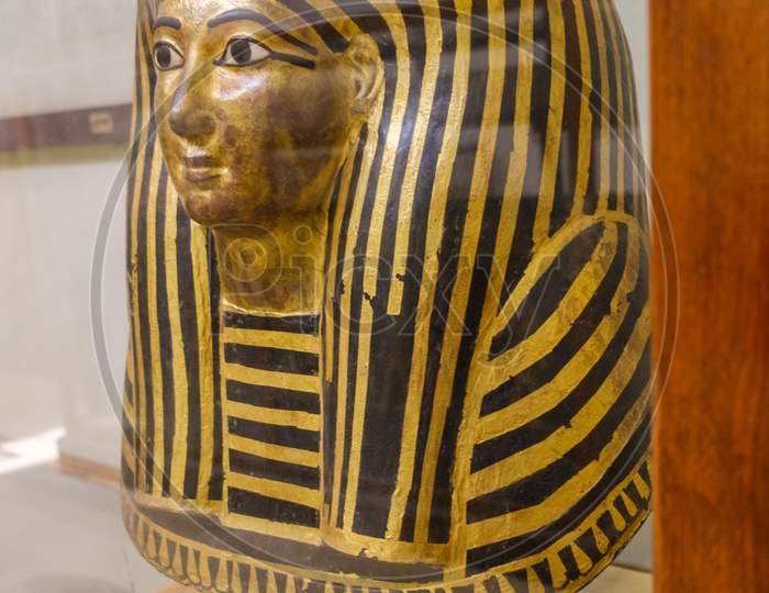 Golden Pharaoh Mummy Mask In Cairo Egypt