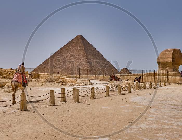 Giza Plateau With The Giza Pyramid Complex In Cairo, Egypt