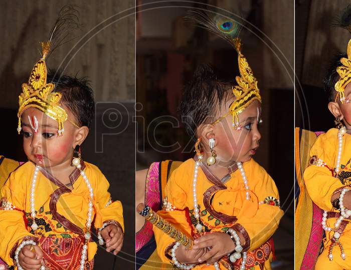 Indian Child in Lord Krishna Avatars
