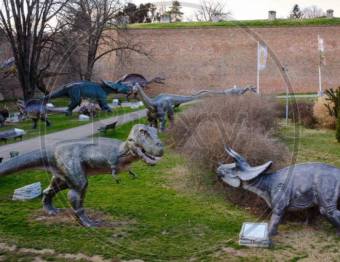 Jurassic Adventure Dinosaurs Themed Park In Belgrade Fortress Kalemegdan, Serbia