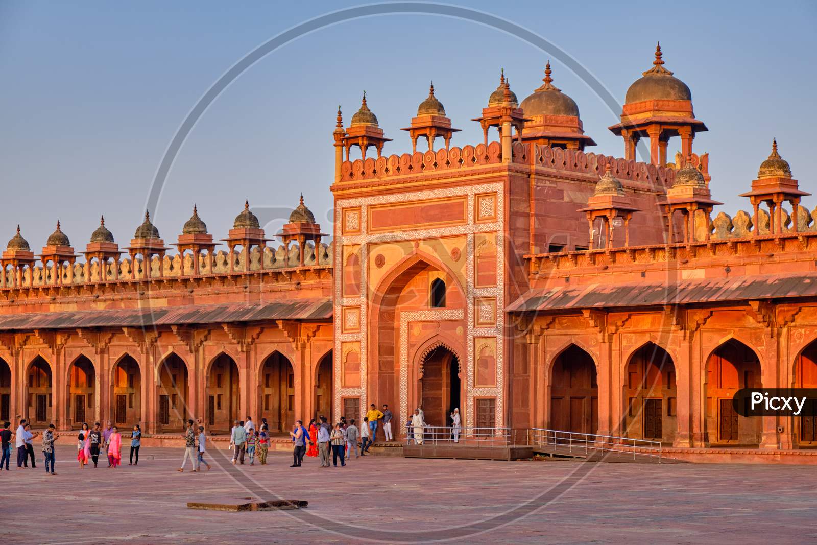 Tourists Visiting Jama Masjid Mosque In Fatehpur Sikri In Agra, Uttar Pradesh, India