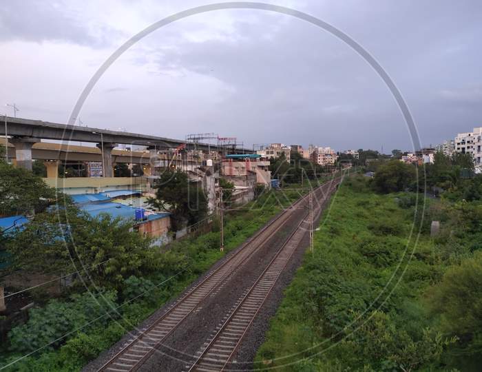 Empty railway track in Pune