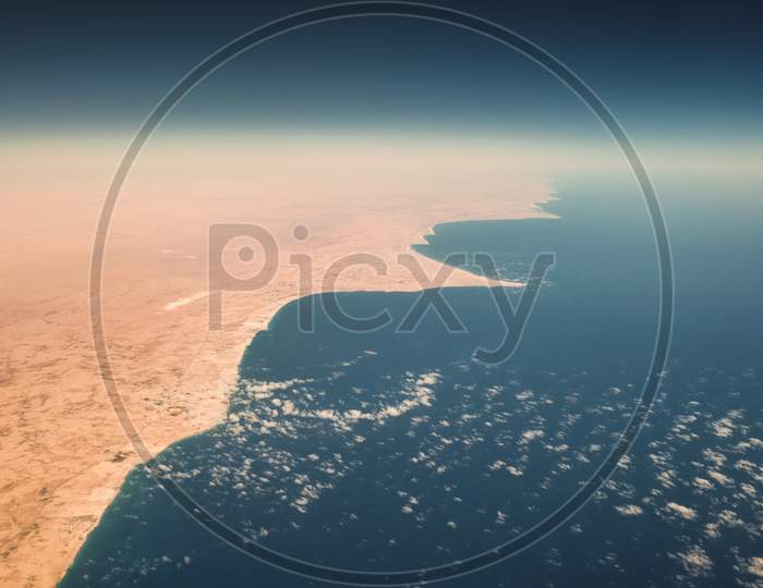 Aerial View Of Mediterranean Coast Of Egypt Where Sahara Meets The Sea