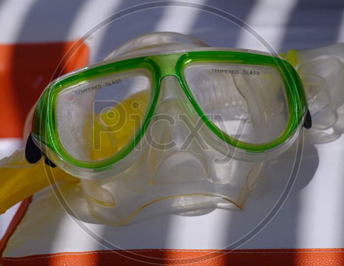 Scuba Diving Snorkeling Goggles, Vacation Concept