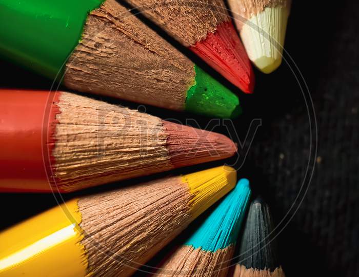 Macro of colour pencils