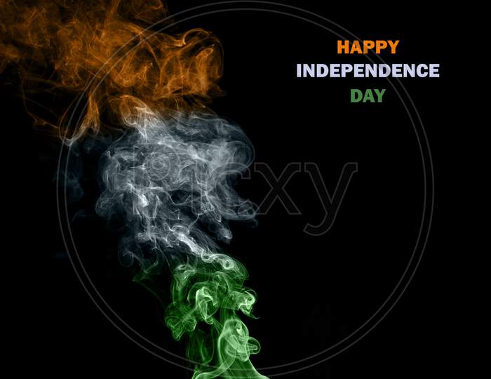 Indian Independence Day Theme Image With Tri Color Smoke