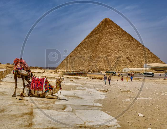 Tourists Visiting The Giza Plateau And The Giza Pyramid Complex
