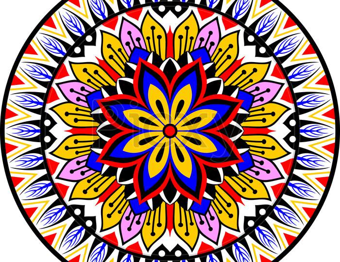 Colorful Abstract Vector Mandala Round Ornament