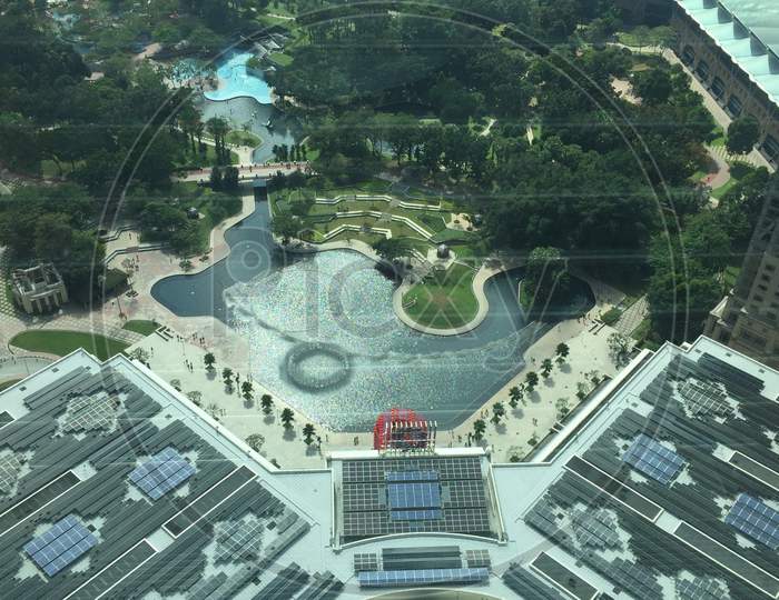 A view from top floor of Petronas twin towers in Malaysia