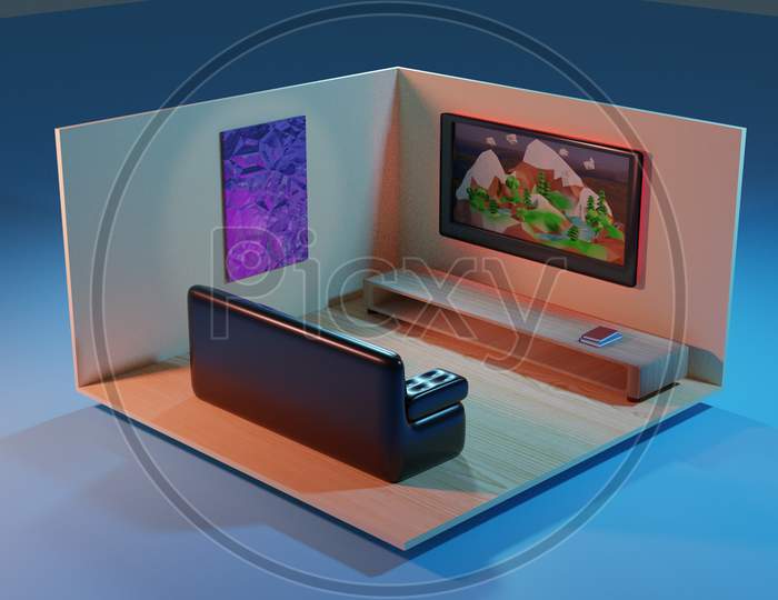 3D illustration of a Small room design