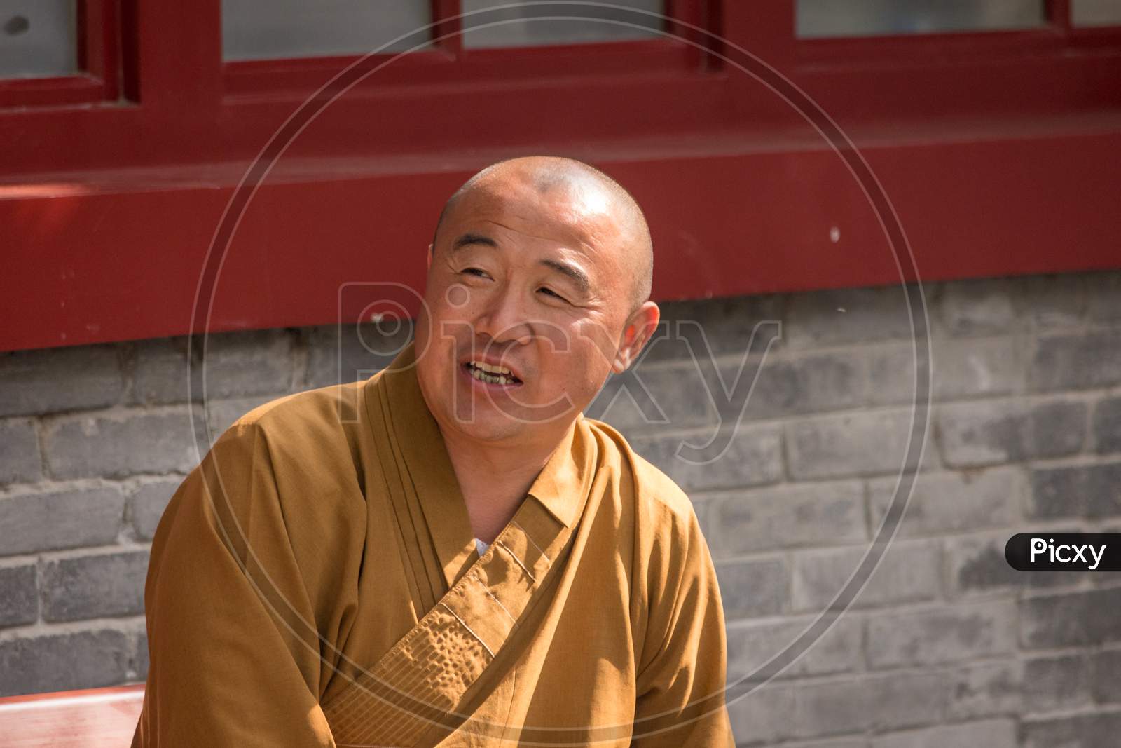 Buddhist Monk At The Badachu Buddhist Complex In Western Hills In Beijing, China