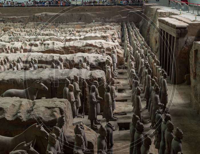 Excavated Sculptures Of The Terracotta Army In Xian, China