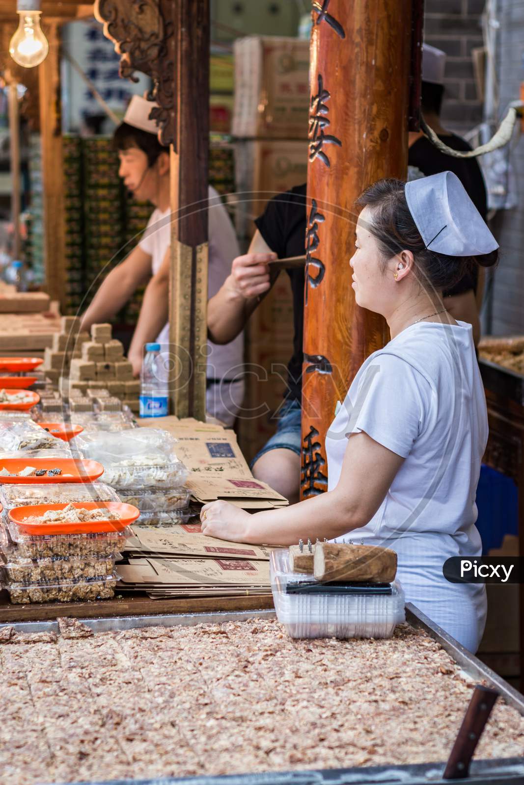 Street Vendors Selling Food In Muslim Quarter Of Xian, China