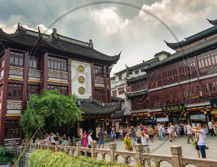 Street Markets And Tourist Shops At The Old City God Temple Commercial Area In The Old Part Of Shanghai, China