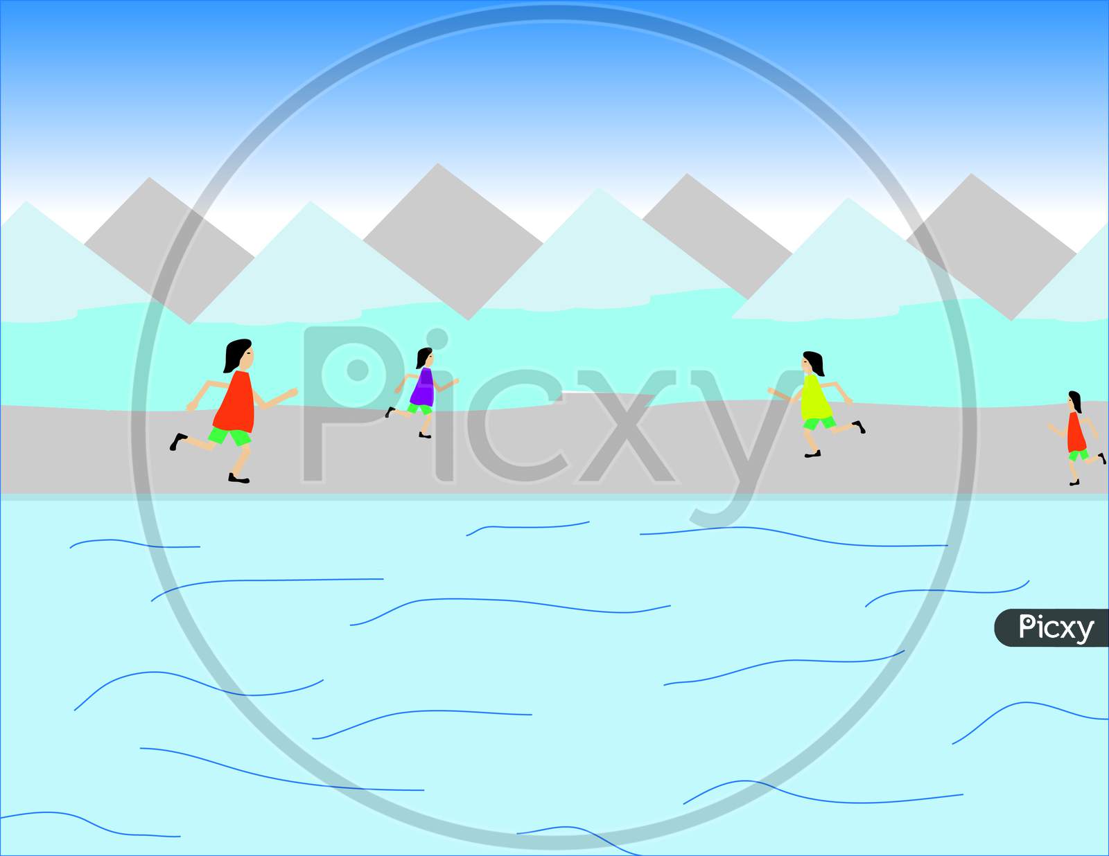 People Walking Near The Glacier Hills in high quality