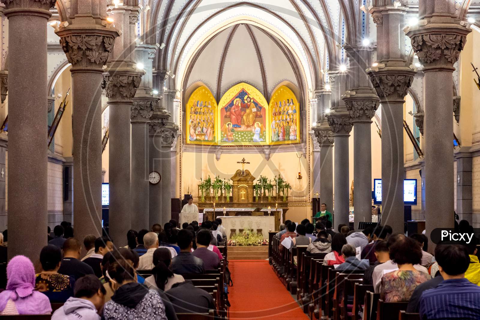 Sunday Mass In The Xizhimen Church, Roman Catholic Church In Beijing, China