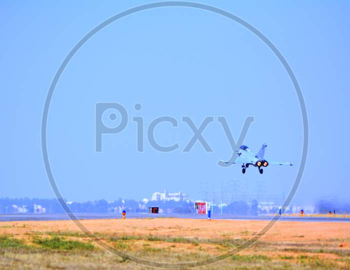 The Indian Air Force aircraft taking-off during an aero show