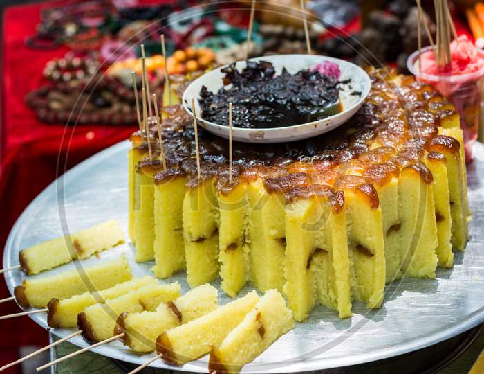 Traditional Hui Muslim Halal Cake At A Street Bazaar In Xian, China